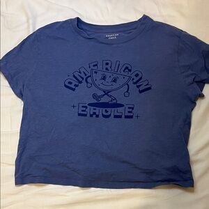 American Eagle Outfitters Blue Graphic Crop Top